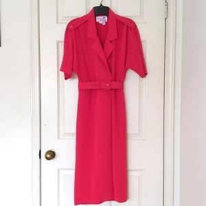 NWOT. Vintage Caron Petite Short Sleeve Red Dress with belt.